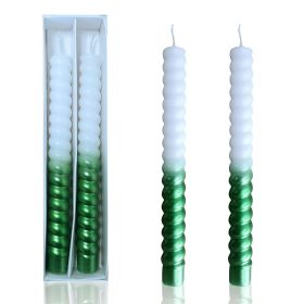 FCMSHAMD 8.46'' Green Taper Candles - Spiral Dripless (2 Pack)