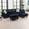 Midnight Blue Microfiber 3-Piece Living Room Sofa Set B