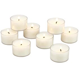 Stonebriar Unscented Long Burning Clear Cup Tealight Candles with 8 Hour Burn Time, 96 Pack, White