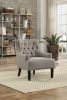 Modern Traditional Accent Chair Button Tufted Taupe Fabric Upholstery Solid Wood 1pc Living Room Furniture