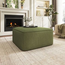 ISABELLA Square Ottoman, Olive Green, Corduroy - as Pic ISABELLA Square Ottoman, Olive Green, Corduroy - as Pic