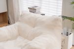 010-Soft Teddy Fabric Tufted Foam Bean Bag Chair With Teddy Fabric Ivory White