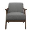 Modern Home Furniture Gray Fabric Upholstered 1pc Accent Chair Walnut Finish Wood Cushion Back and Seat Furniture