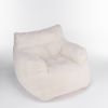 010-Soft Teddy Fabric Tufted Foam Bean Bag Chair With Teddy Fabric Ivory White