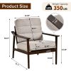 Home Accent Chair Mid-Century Modern Chair Upholstered Lounge Arm Chair with Solid Wood Frame & Soft Cushion for Living Room, Bedroom, Belcony, Taupe