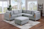 Living Room Furniture Corner Wedge Light Grey Dorris Fabric 1pc Cushion Wedge Sofa Wooden Legs