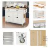 Kitchen Island Cart with Solid Wood Top and Locking Wheels,54.3 Inch Width,4 Door Cabinet and Two Drawers,Spice Rack, Towel Rack (White)