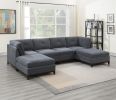 Modular Living Room Furniture Corner Wedge Ash Chenille Fabric 1pc Cushion Wedge Sofa Couch.