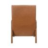 1pc Accent Chair Brown Faux Leather Walnut Finish Solid Rubberwood Modern Living Room Furniture