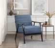 Casual Transitional Accent Chair 1pc Blue Fabric Upholstery Dark Gray Frame Solid Wood Living Room Furniture