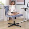 Armless Office Desk Chair No Wheels, BLUE