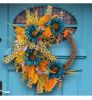 Thanksgiving Blue Sunflower Wreath Patio Leopard Ribbon Deadwood Door Hanging Decoration Simulated Flower Rattan Wreath Wall Hanging