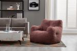 010-Soft Teddy Fabric Tufted Foam Bean Bag Chair With Teddy Fabric Bean Paste Red