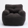 010-Soft Teddy Fabric Tufted Foam Bean Bag Chair With Teddy Fabric Dark Gray