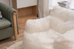 010-Soft Teddy Fabric Tufted Foam Bean Bag Chair With Teddy Fabric Ivory White