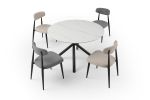 53.15" Modern Round Dining Table White Sintered Stone Tabletop with 4pcs Metal Cross Legs