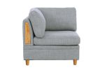 Living Room Furniture Corner Wedge Light Grey Dorris Fabric 1pc Cushion Wedge Sofa Wooden Legs