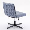 Armless Office Desk Chair No Wheels, BLUE