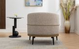 Modern Two-tone Barrel Fabric Chair, Upholstered Round Armchair for Living Room Bedroom Reading Room, Mustard Green