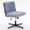 Armless Office Desk Chair No Wheels, BLUE