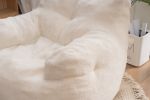 010-Soft Teddy Fabric Tufted Foam Bean Bag Chair With Teddy Fabric Ivory White