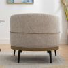 Modern Two-tone Barrel Fabric Chair, Upholstered Round Armchair for Living Room Bedroom Reading Room, Mustard Green