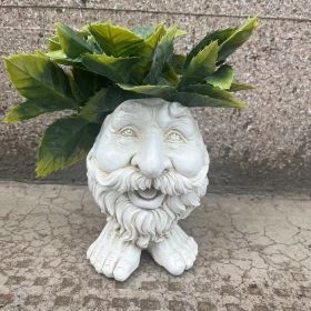 1pc Resin Planter Statue Vase, Outdoor Garden Ornaments Patio Lawn Garden Yard Entry Door Decor (Color: Ollie Beard)