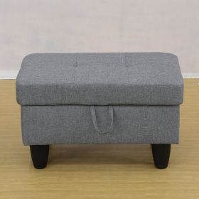 Grey Linen Living Room Sofa Ottoman (Color: Grey)