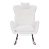 Teddy Upholstered Nursery Rocking Chair for Living Room Bedroom(WHITE Teddy)