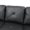 Black Faux Leather 3-Piece Couch Living Room Sofa Set B